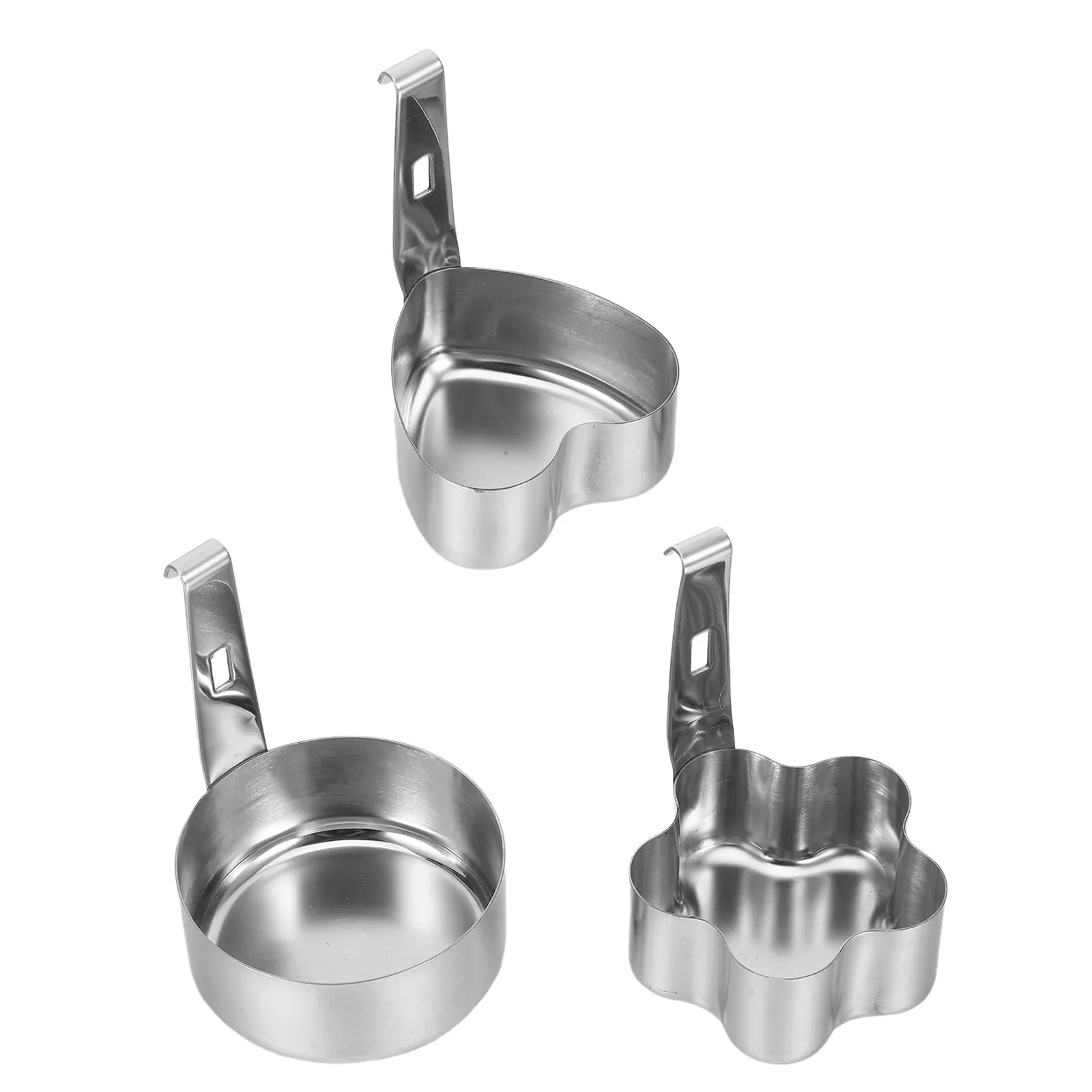 3Pcs Egg Poached Mold Stainless Steel Round Heart Flower Shapes Nonstick Egg Patty Maker Baking Air Fryer Steaming Kitchen