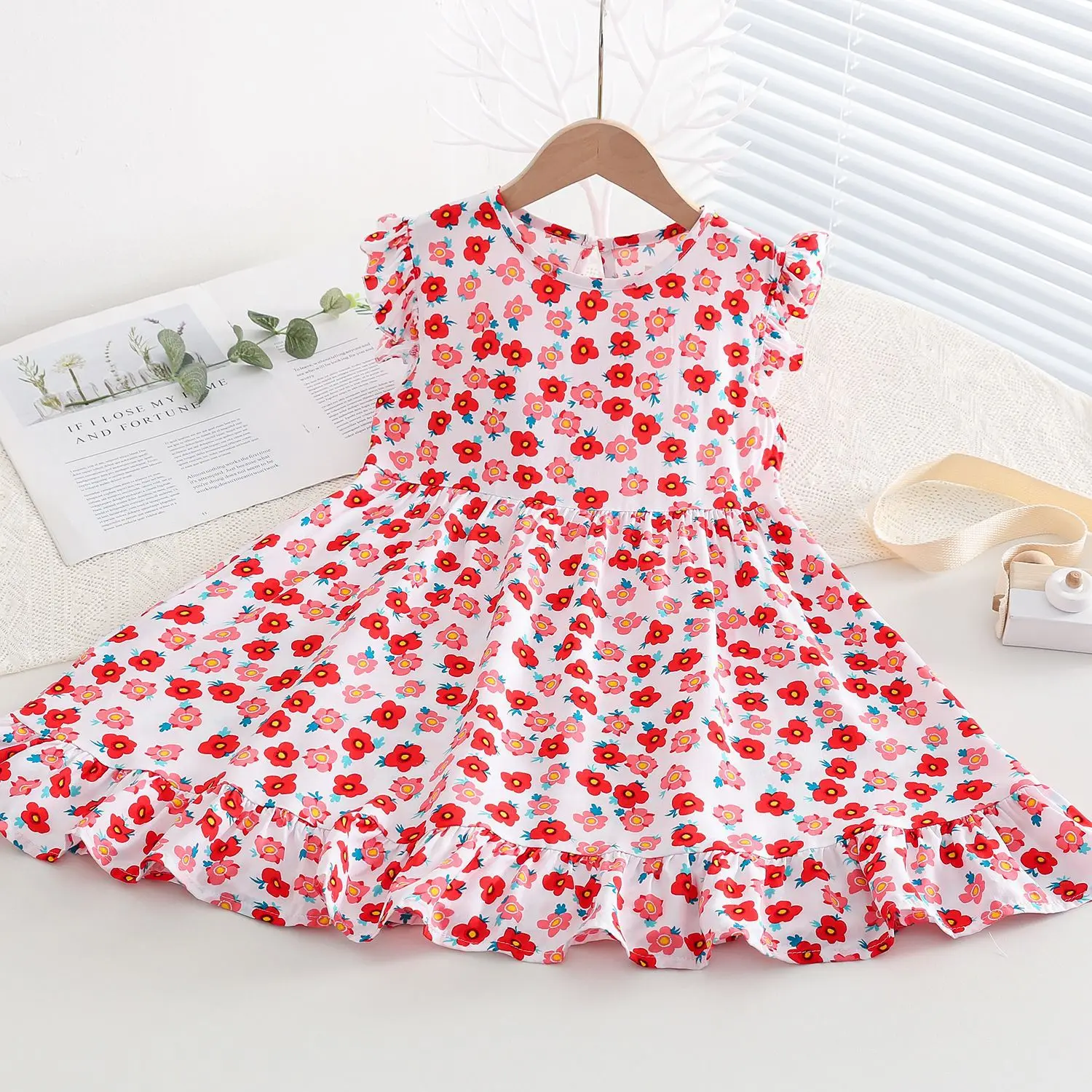 

cool and comfortable children's rayon dresses forGirls round neck vest dress