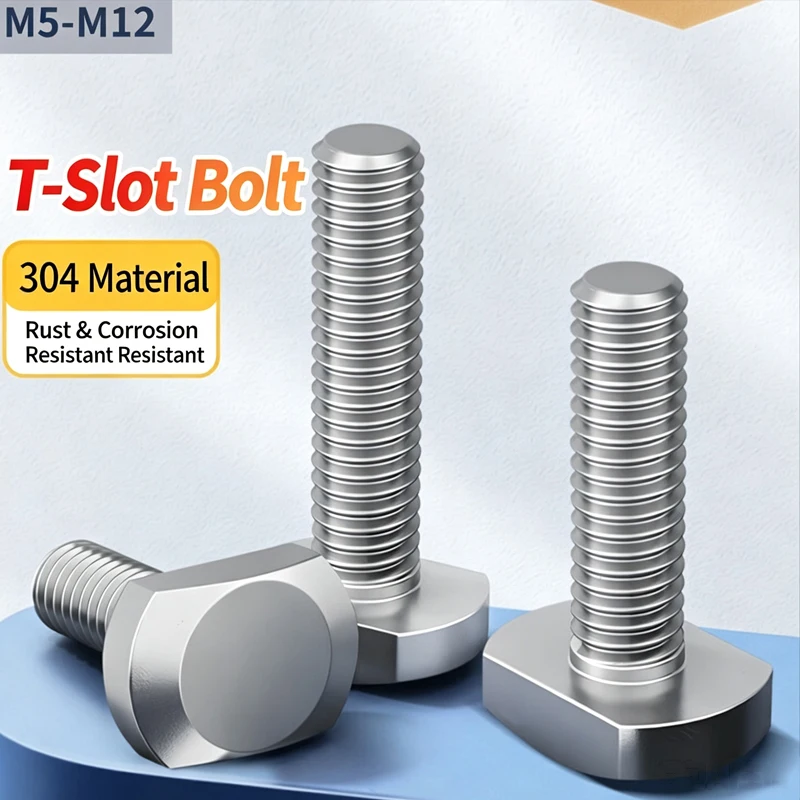 5-10Pcs GB37 304 Stainless Steel T-Bolts, T Shape Slot Bolts For Press Machine Mold Clamping Plate Screws M5 M6 M8 Hardware Fitt