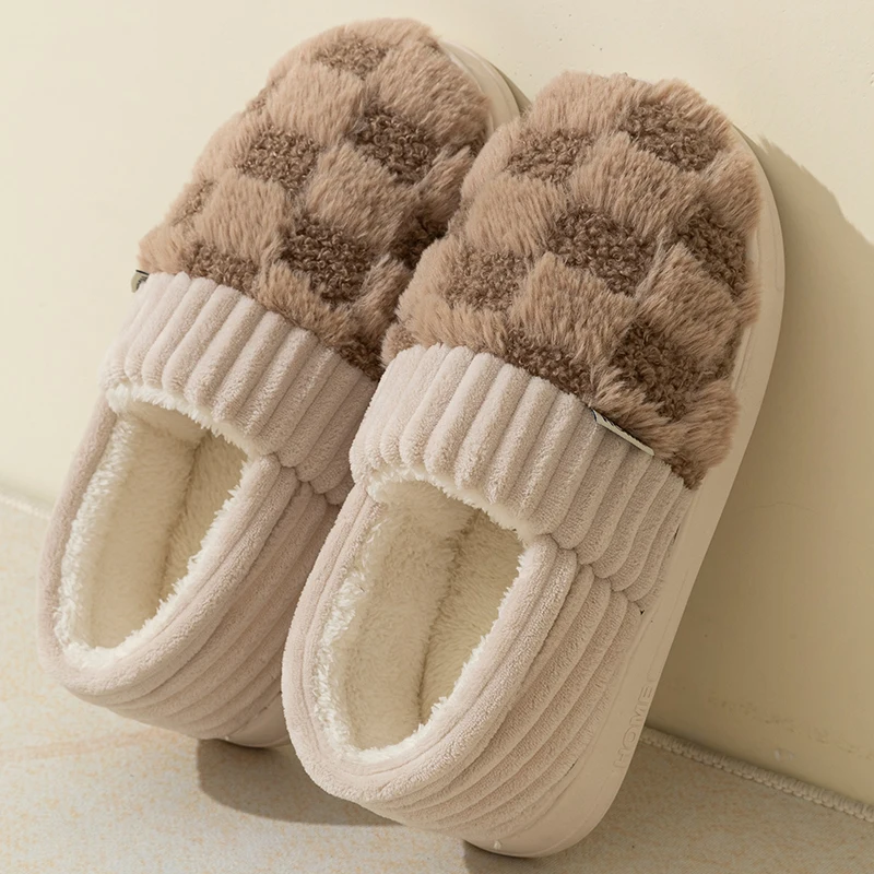 New Fashion Couple Winter Wrap Heels Warm Fluffy Slippers Soft Non-slip Slides For Men Women Indoor Mule Flat Home Cotton Shoes