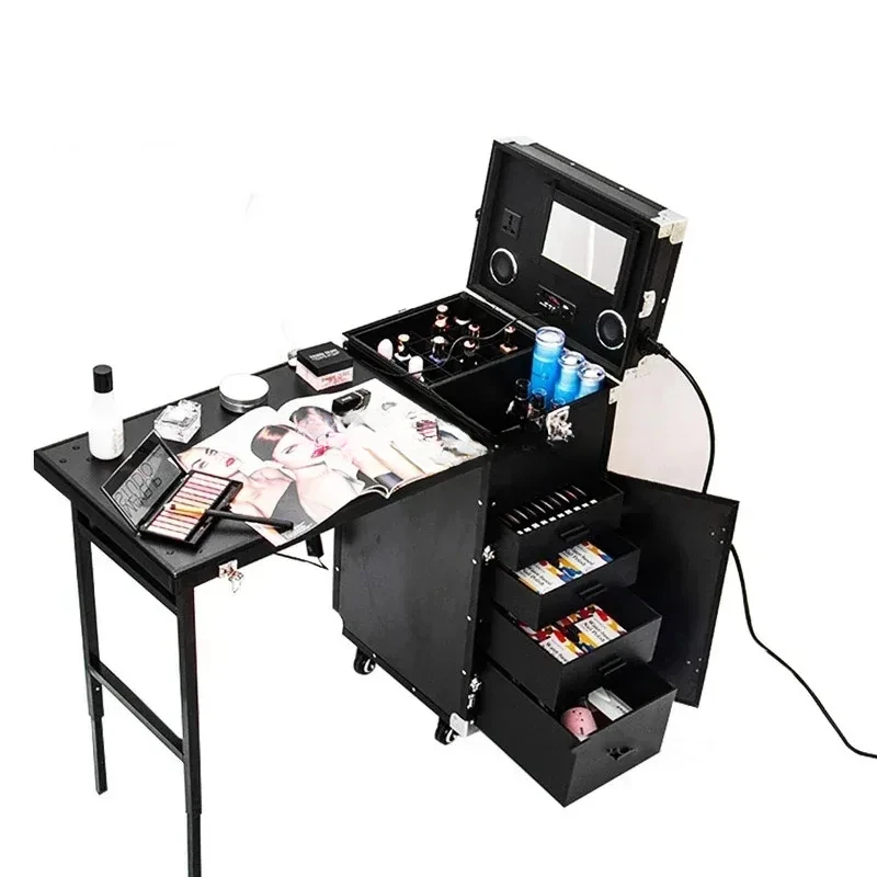 Tragbare Make-Up Künstler Nagel Tische Faltbare Nagel Maniküre Tisch Salon Möbel Kreative Multi-funktion Zugstange Make-Up Tisch Bu