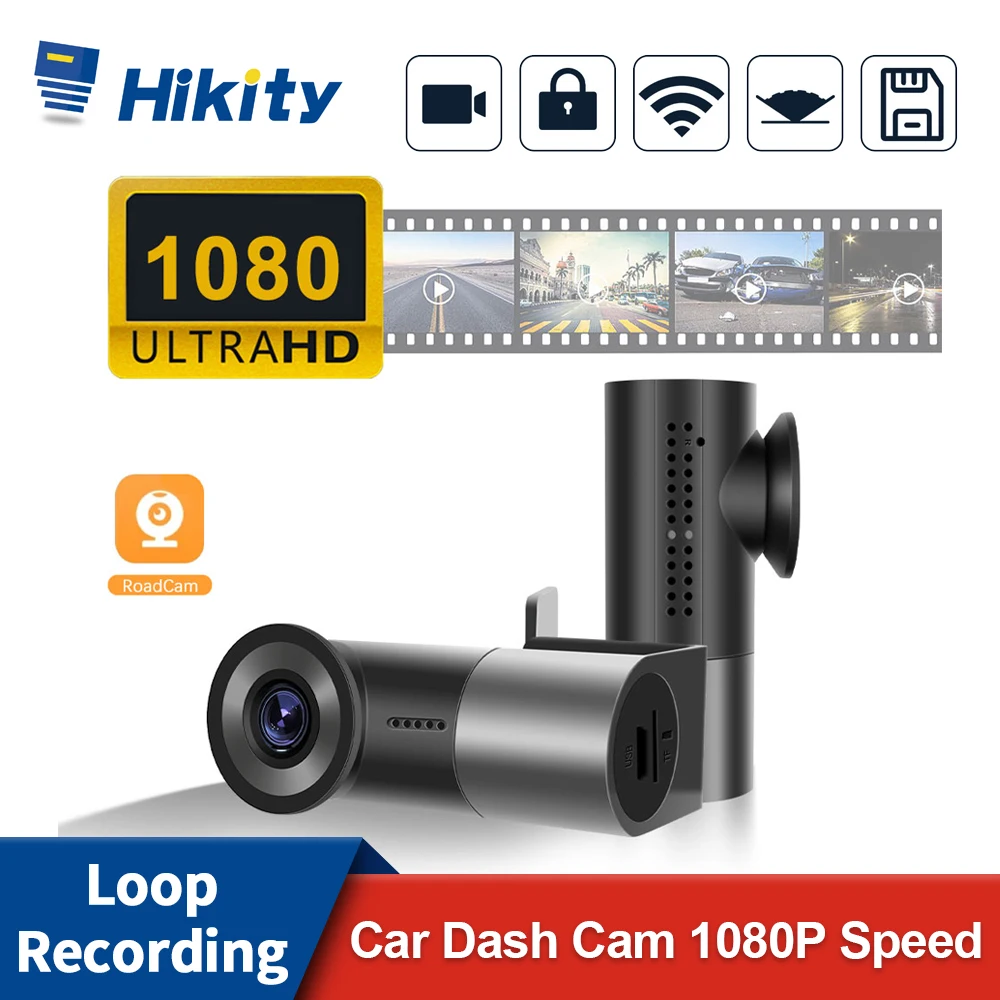 Hikity Car DVR Video Recorder Dashboard Auto Rear Mirror Camera Parking Monitor 1080P Night Vison Loop Recording WIFI Dash Cam