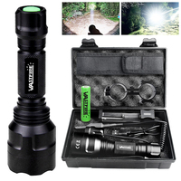 Tactical Hunting Flashlight White/Green/Red Light Torch LED Rifle Lantern+Pressure Switch+Rail Scope Mount+18650+USB Charger