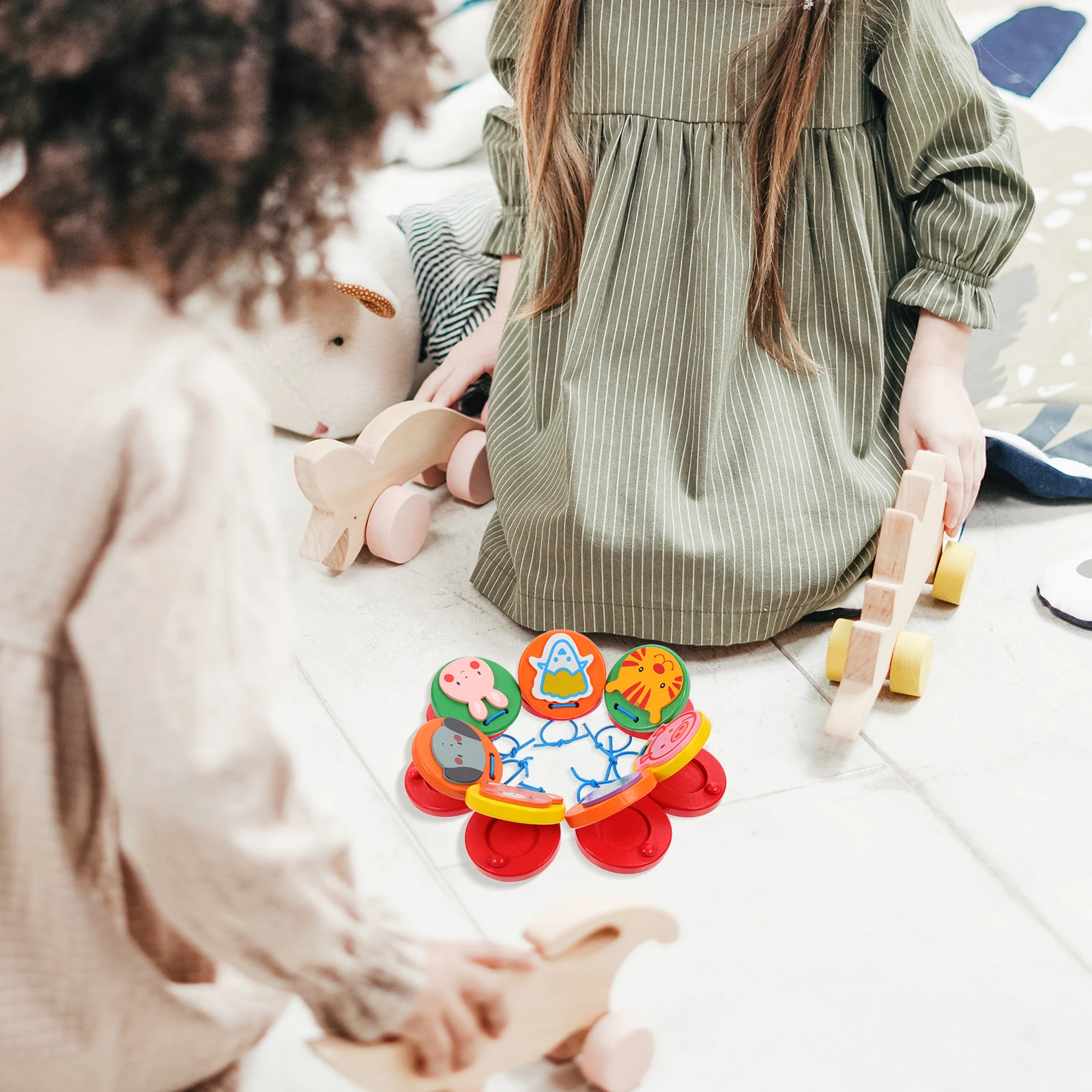 7 個子供のおもちゃ動物カスタネット楽器楽器ミュージカルベビーチャイルド