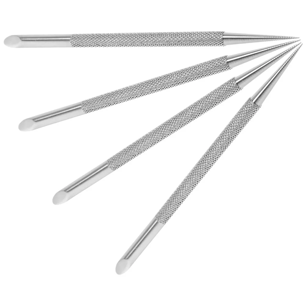 Stainless Steel Cuticle Pusher & Dotting Tool Set 4-Piece Dual-Ended Nail Art Manicure Kit for Salon Home Use