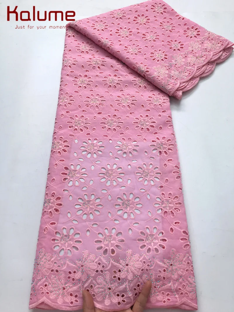 

Kalume African Cotton Lace Fabric 2025 High Quality Swiss Voile Lace with Stones Nigerian Lace Dubai Style 5Yards F4264