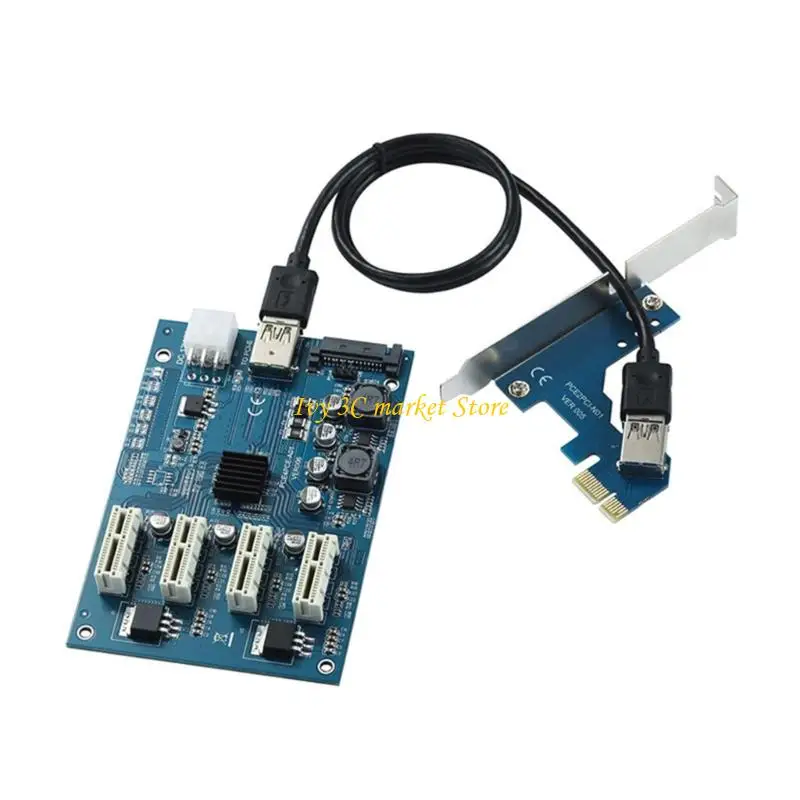 

D7YC PCIE 1X To 4 Port Expansion Card ASM1184e Main Control For Multiple Graphics Cards Desktop Computer