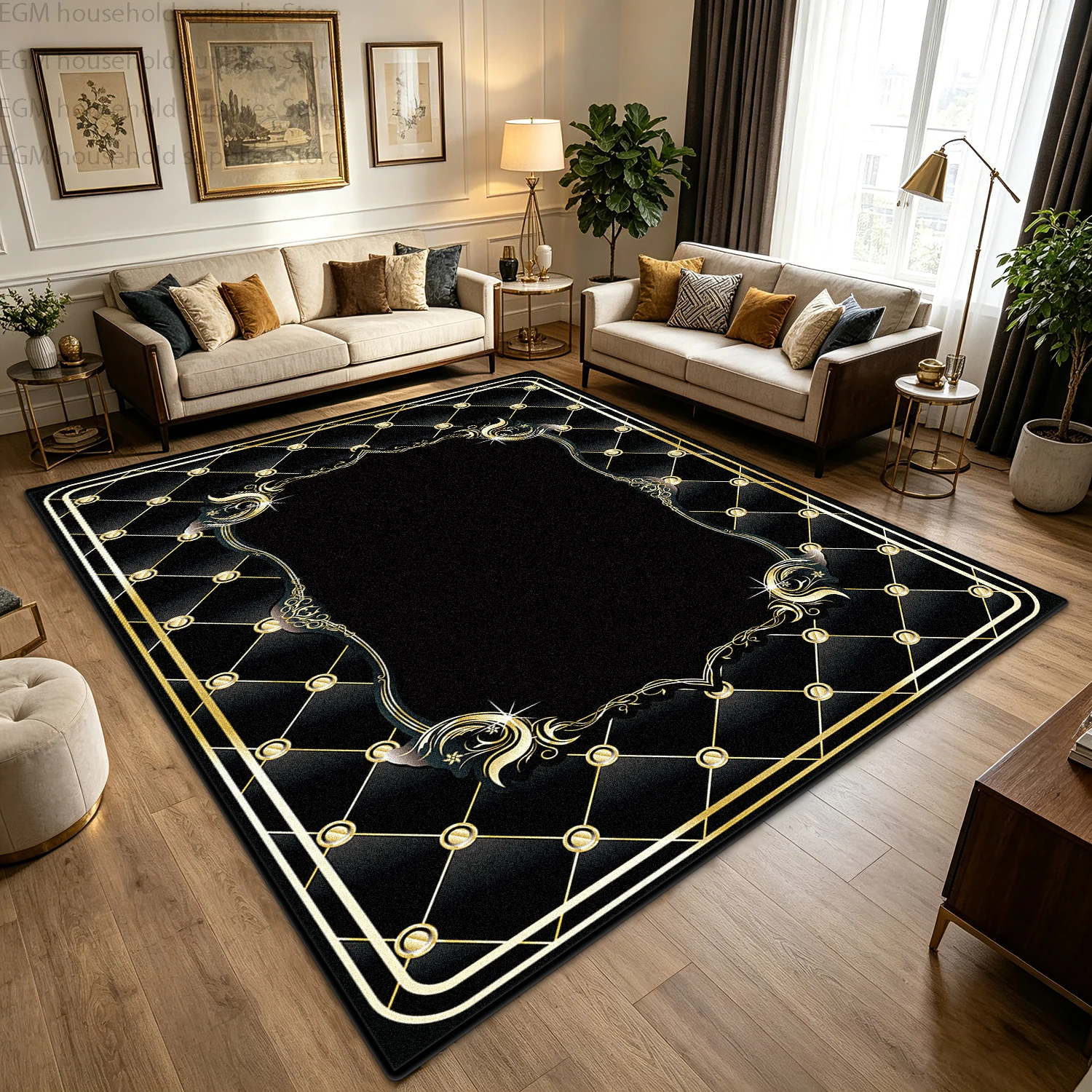 Luxury Dark Green Blue Carpet European Retro Living R Oom Large Area Rugs Bedroom Washable Non-slip Soft Short Velvet Floor Mats