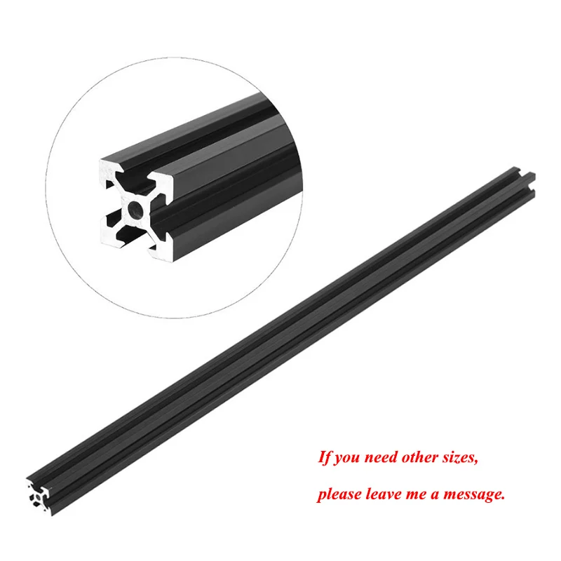 1PCS BLACK 2020 V-Slot European Standard Anodized Aluminum Profile Extrusion 100MM-800MM Length Linear Rail for CNC 3D Printer