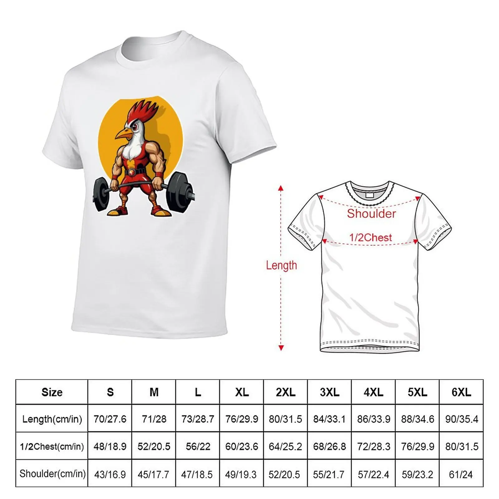 muscular rooster lifting weights T-Shirt man t shirt luxury t shirts for man pack cotton T-Shirt view 5