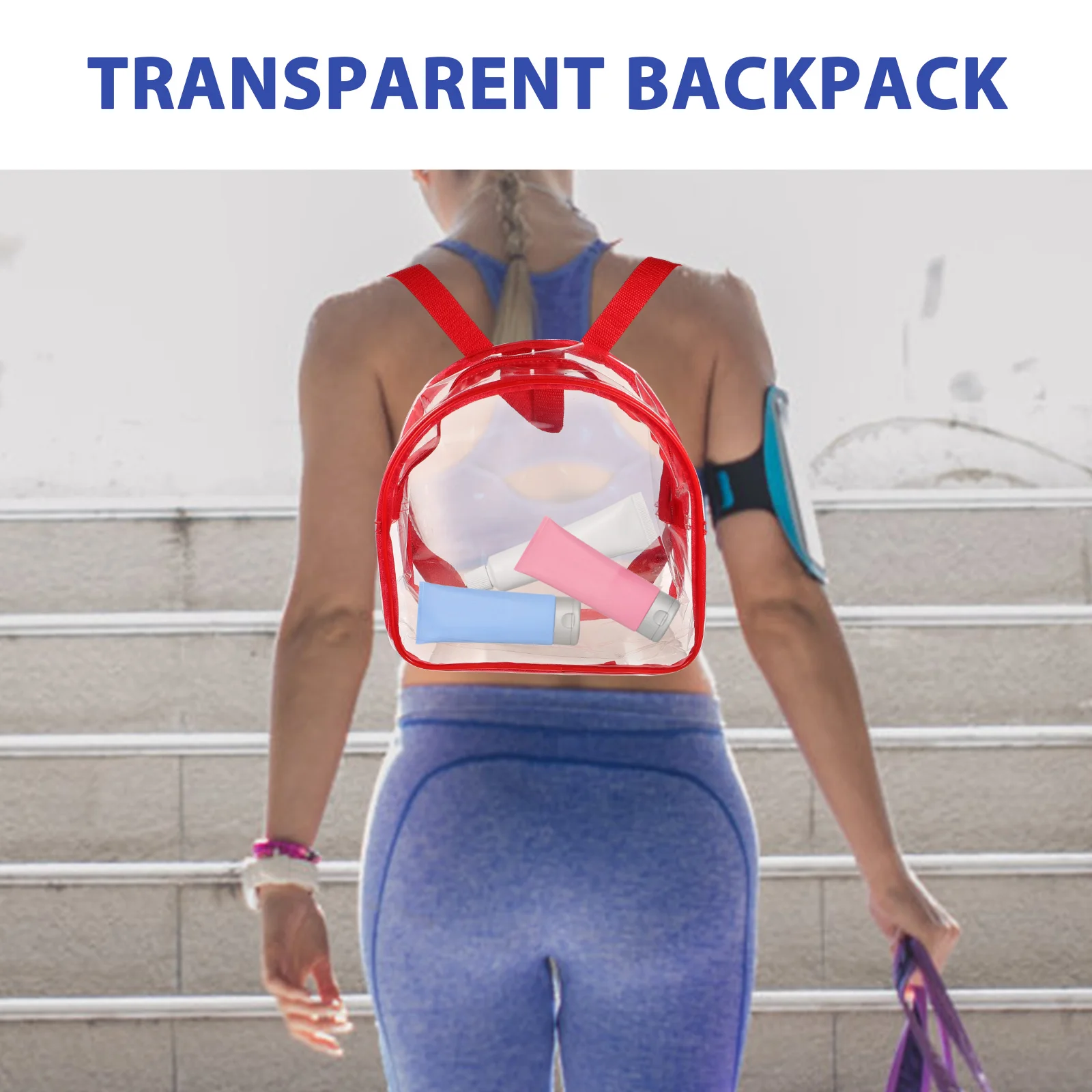 حقيبة شاطئ صيفية شفافة حقيبة ظهر شفافة من مادة PVC شديدة التحمل ومهرجانات السفر والحفلات الموسيقية وحقيبة ظهر صغيرة للنساء #2