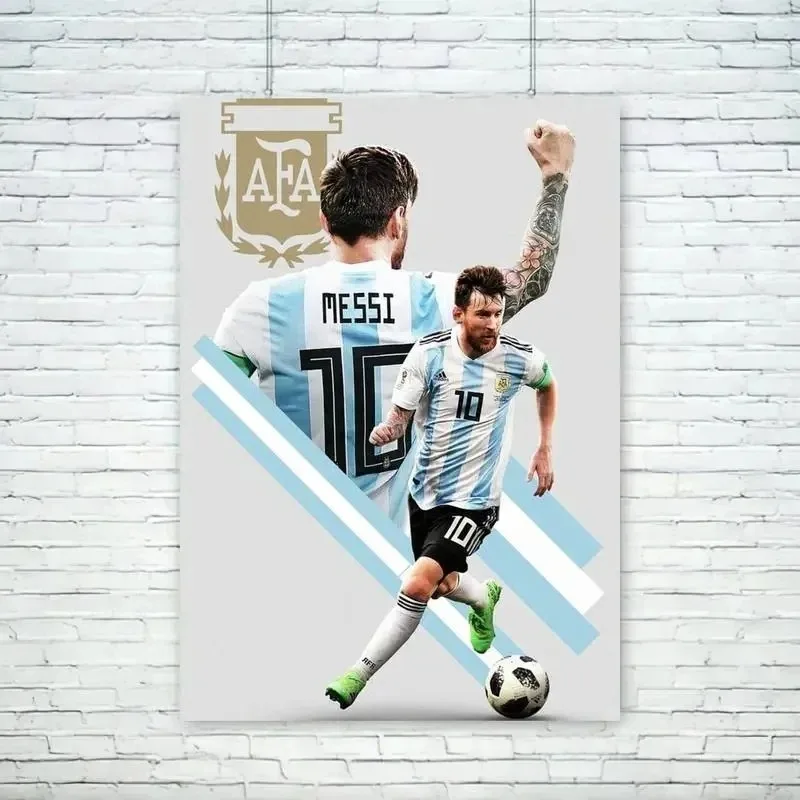 Football Star Messi C Ronaldo Poster Frameless Watercolour Painting Living Room Study Decoration Home Decor Collection Fan Gifts