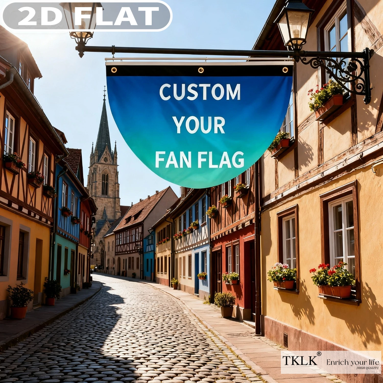 

Customize Garage door decoration – with ur Image, Logo or Text, Half-Fan Flag Fits Outdoor Decor Needs Like Porches and Fences