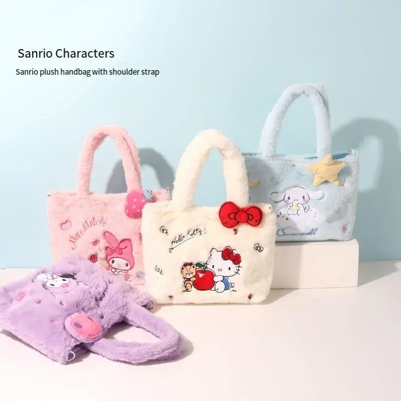 

Sanrio новая плюшевая сумка Kuromi Hello Kitty Melody, милая сумка для хранения, сумка для макияжа с героями мультфильмов, аниме, сумки для покупок, женская сумка, подарки для девочек