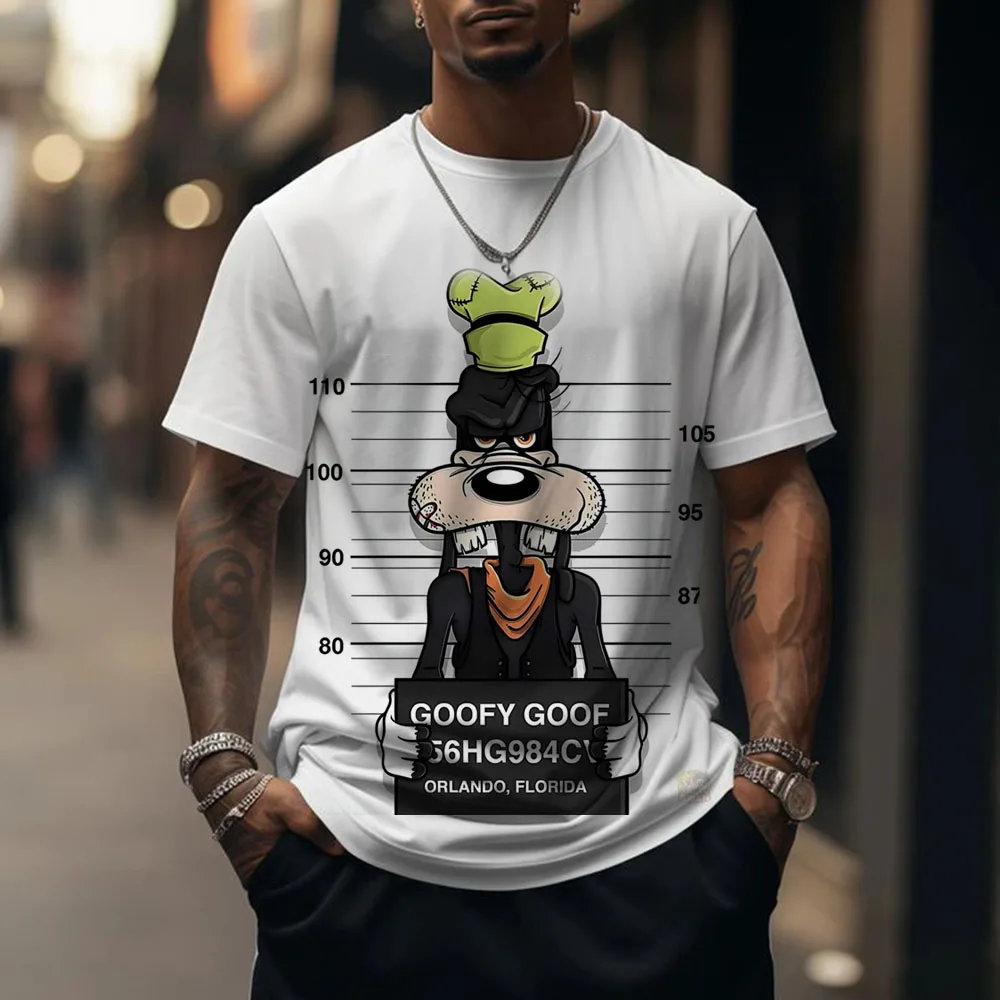 

men's short shirts Men's Vintage Round Neck T-Shirts Original Disney Goofy Funny Print for Summer Casual Daily Wear Short Sleeve