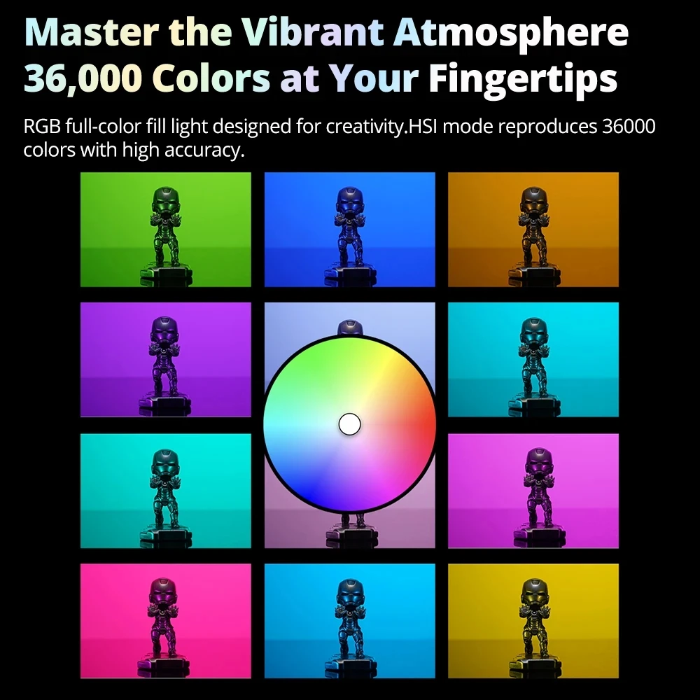 ZENIKO VS5 R Mini RGB Full Color Fill Light Dimmable Pocket Light with APP for Phone DSLR Camera Vlog Live