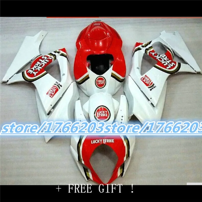 ABS Injection  fairing kit for SUZUKI GSXR1000 body kits GSXR 1000 2007-2008 GSXR1000   07-08 red white lucky Fairing Bodywork