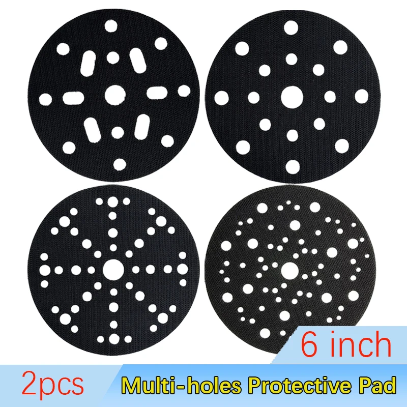 2Pcs 6 Inch Multi-Hole Protection Disc Interface Pad 150 mm Hook and Loop Power Tool for Sander Sanding Polishing Grinding