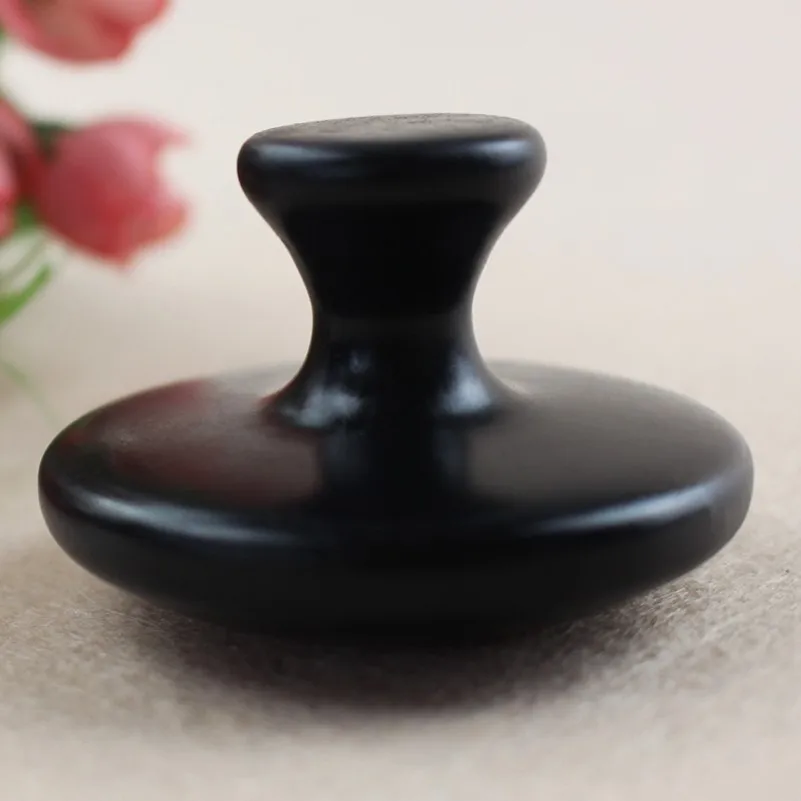 Sibin stone Bian Stone Jade Bianshi Black Stone Carve Bianshi Mushroom Massager Traditional Acupuncture Tool Stone Massage Tool