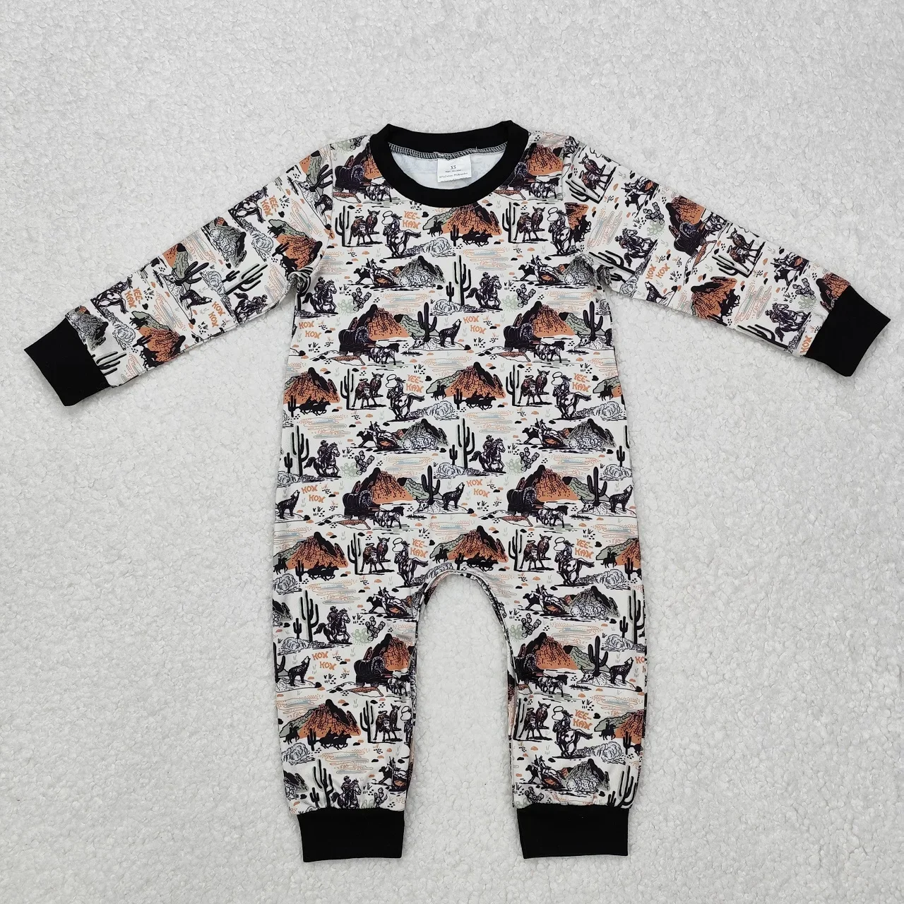 Wholesale Children Baby Boy Long Sleeves Cactus Cow Infant Romper Kids Western Clothes Toddler Newborn Coverall Bodysuit