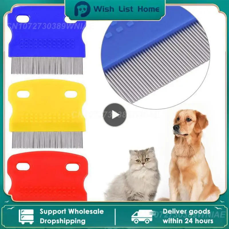 Stainless Steel Pet Grooming Hair Comb Long Thick Hair Fur Removal Flea And Lice Brush Pets Combs For Dog Cat Rabbit Guinea Pig