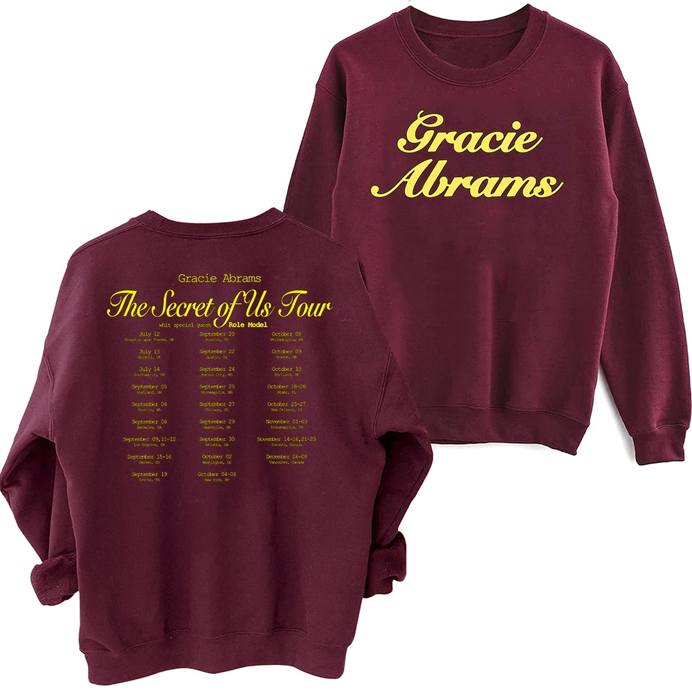 Gracie Abrams The Secret of Us Tour 2024 Sweatshirt Harajuku Round Neck Long Sleeve Oversize Hoodie