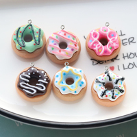 10Pcs Simulation Food Colorful Bread Doughnut Resin Charms Kawaii Donut Pendants for Keychains Jewelry Making DIY Findings