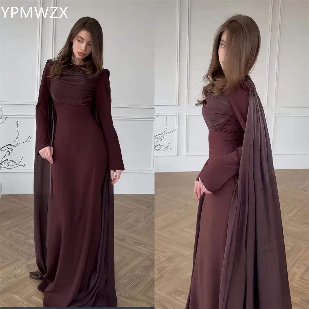 

Customized Prom Gown Formal Evening Dress Women YPMWZX Scoop Neckline A-line Floor Length Skirts Shirred Draped Bespoke Occasion