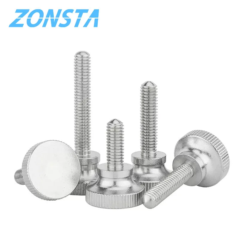 304 Stainless Steel Thumb Curtain Wall Glass Lock Screw GB834 M2 M3 M4 M5 M6 Knurled Step High Head Hand Tighten Adjust Screw