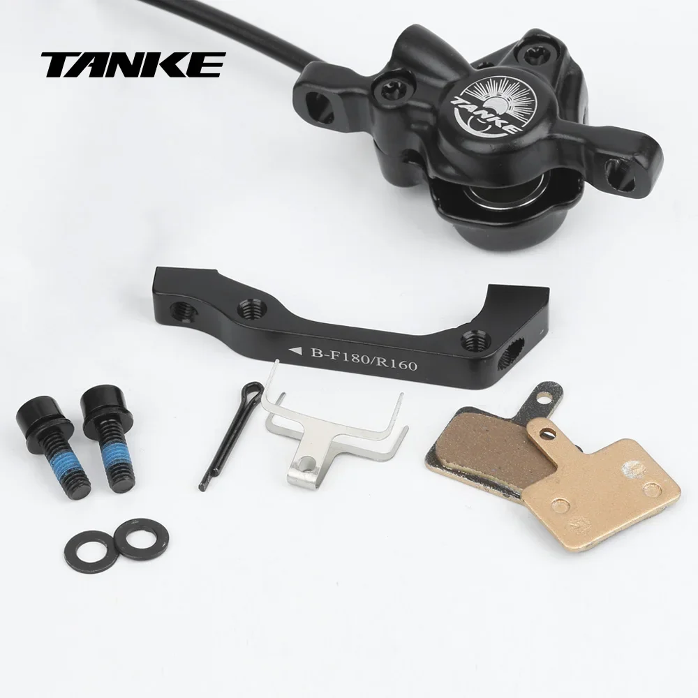 TANKE MTB Hydraulic Disc Brake 2Piston Lightweight XC Trail Calipers Original Metal Pads Oil Pressure Rotor handlebar short grip