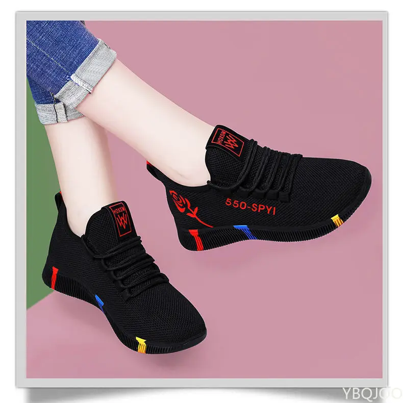 Women\'s Breathable Non-slip Platform Fashion 2022 Autumn New Casual Shoes Korean Running Shoes Black Sneakers shoes for women