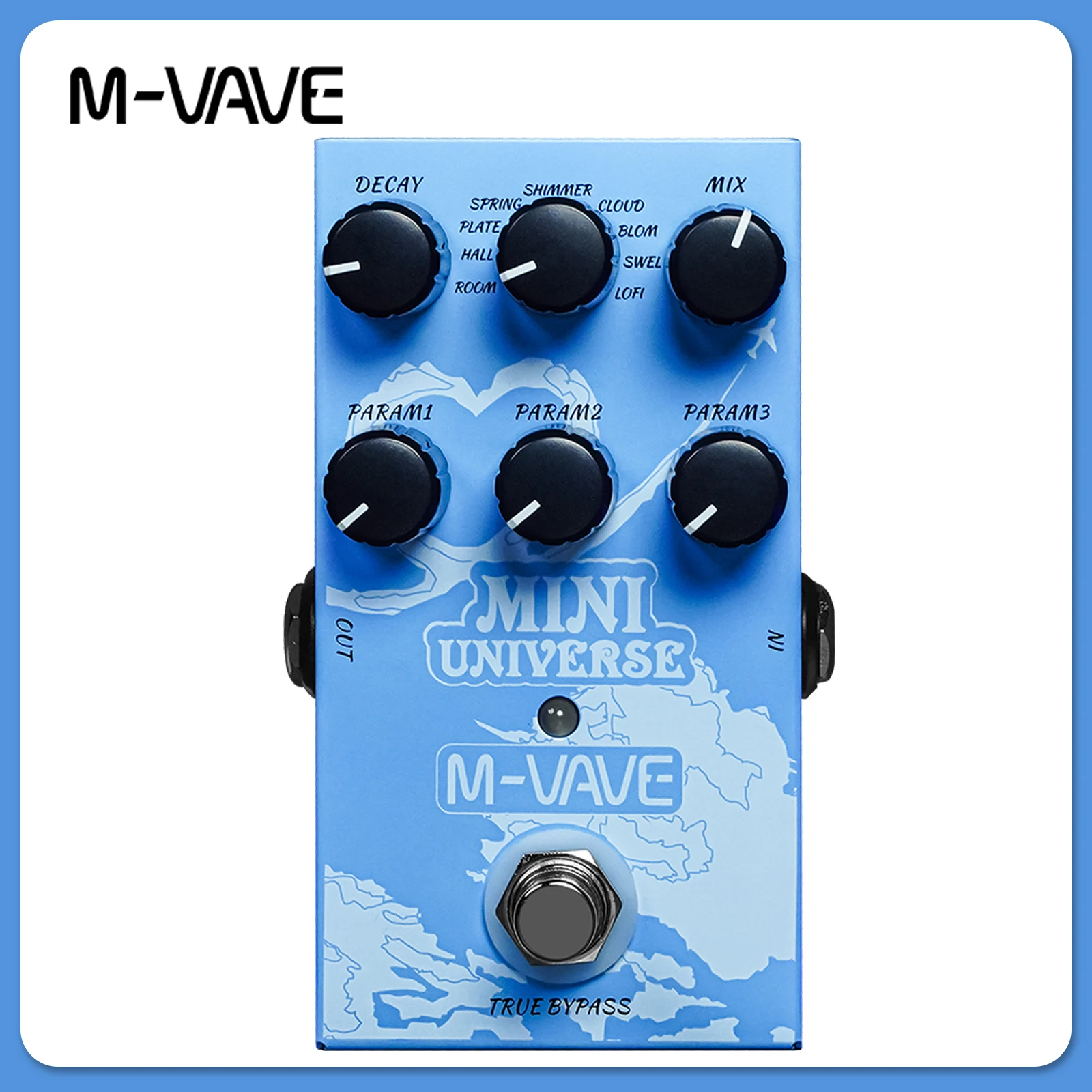 M-VAVE MINI-UNIVERSE Electric Guitar Reverb Effects Pedal 9 Reverb Effects Room/Shimmer/Lofi/Spring Reveb Guitar Pedal Parts