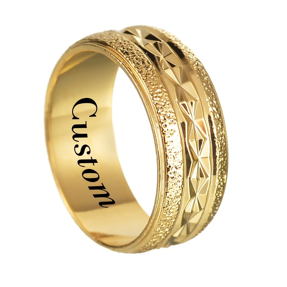 Custom Engrave Copper High Quality Ring Simple Matte Fashion Men Wedding Rings Finger Engagement Gift For Women Jewelry