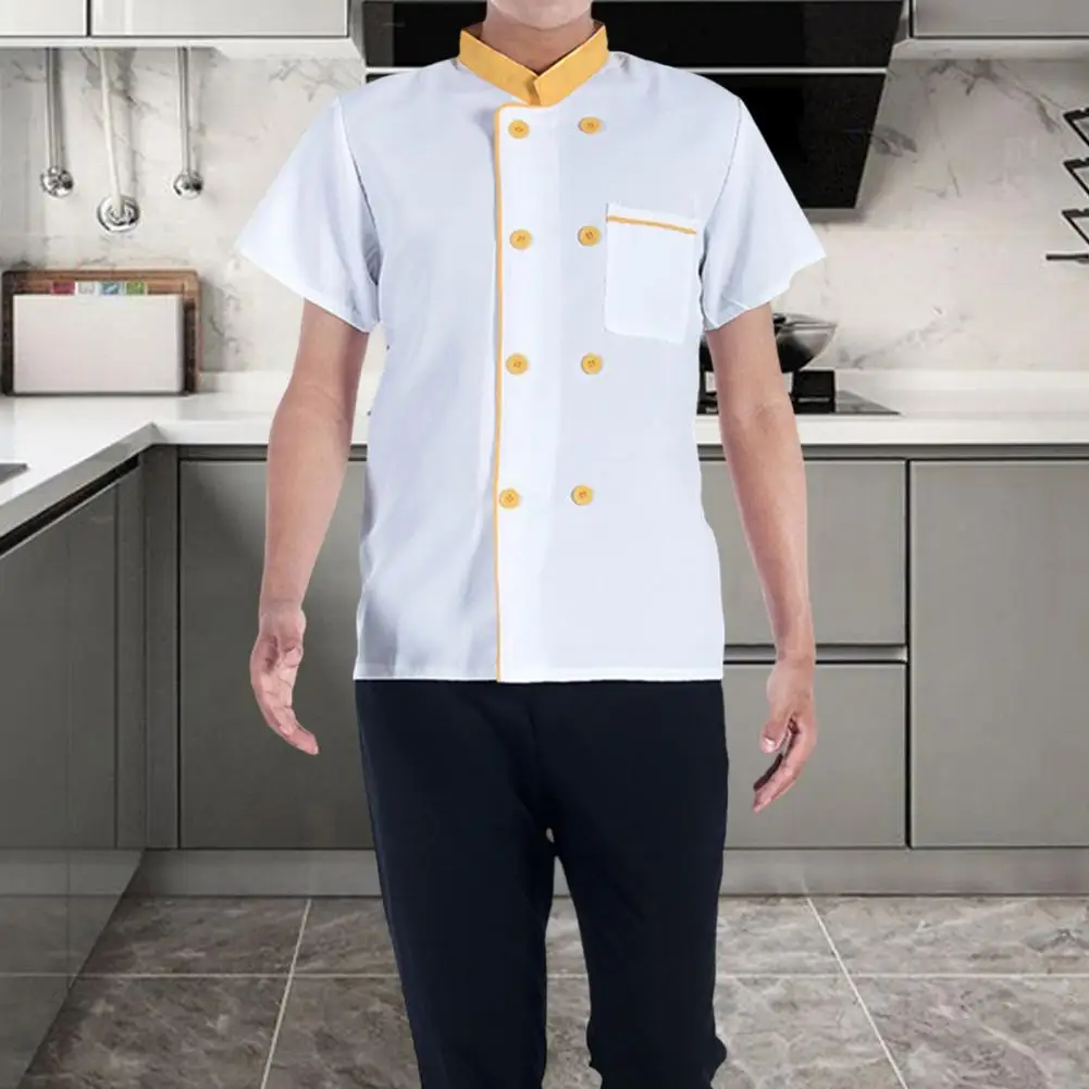 Camisa de trabajo con cuello levantado de Color de contraste superior de Chef, Catering, ropa de Chef