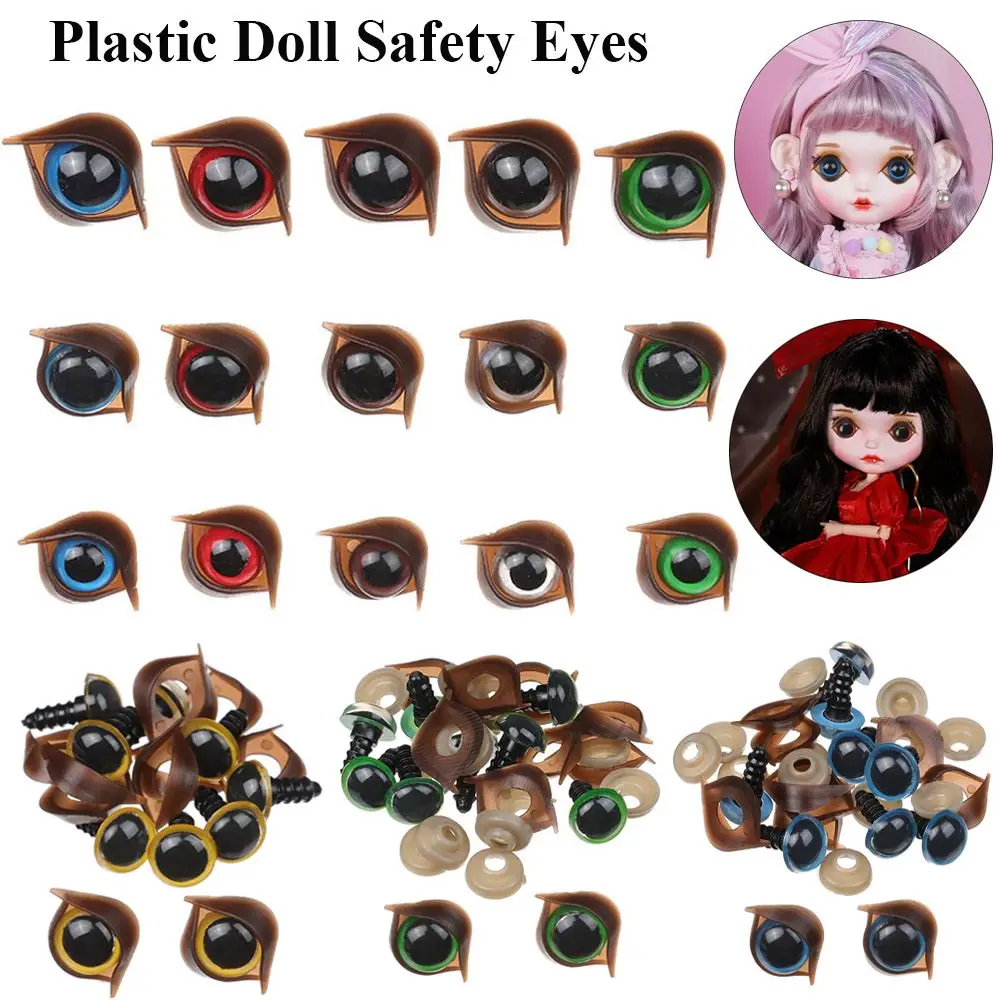 10Pcs 7 Colors Plastic Safety Eyes Crafts Bear Animal DIY Dolls Puppet Accessories Stuffed Toys Parts with Washer 10/12/14mm