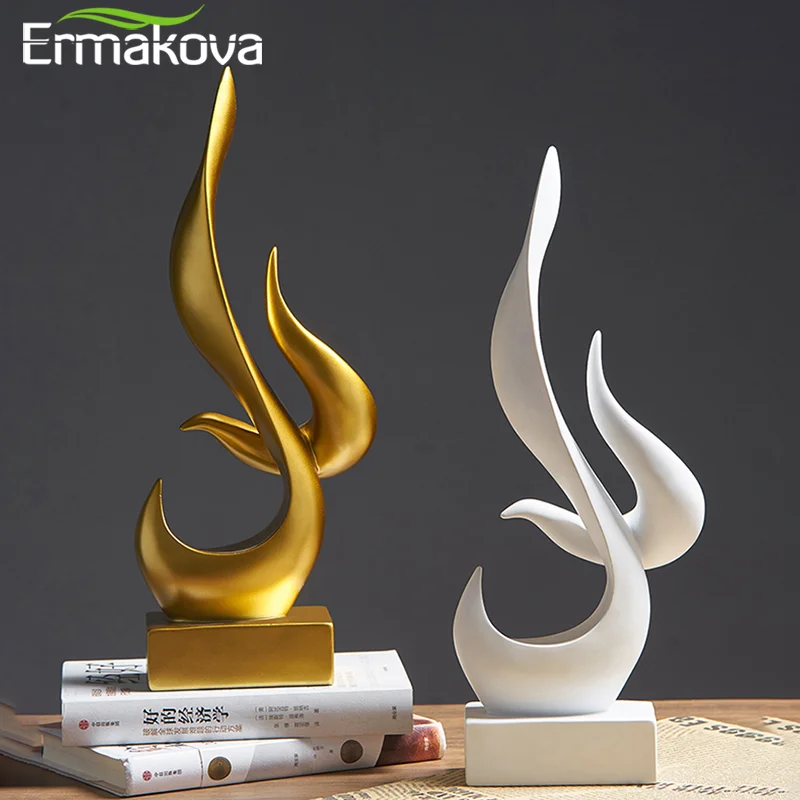 ERMAKOVA Creative Flame Bird Statues Abstract Sculpture Desk Ornament Vintage Gift Study Office Home Interior  Decoration