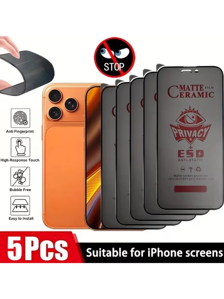 1-5 Stück Matte Blickschutzfolie für iPhone 17 18 Pro Max 16 Pro 15 14 13 12 11 Plus Air XR XS 7 8 Anti-Spy Schutzfolie