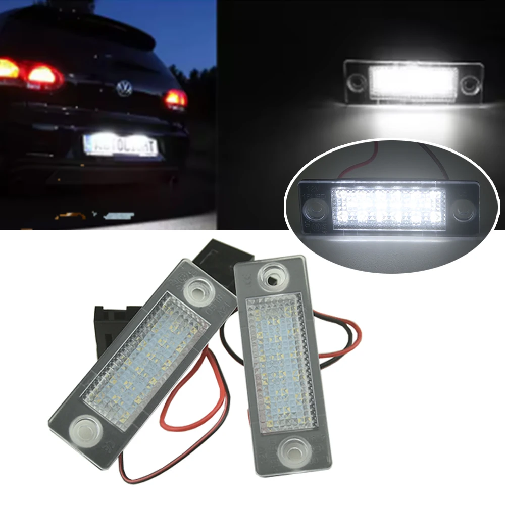 

2Pcs For Volkswagen VW Sharan Ford Galaxy Seat Alhambra MK1 LED Number License Plate Lights Lamps 7M8 7V9 WGR Canbus 18smd White