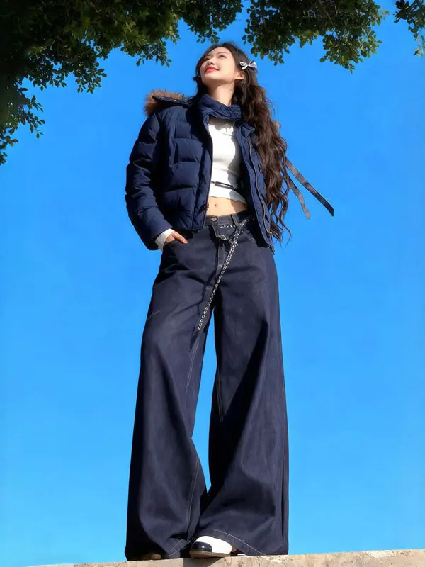 

Корейская мягкая хлопковая куртка с капюшоном, укороченная, маленького размера, очень популярная верхняя одежда, весна 2026, для поездок на работу, свободный крой, удлиненная.