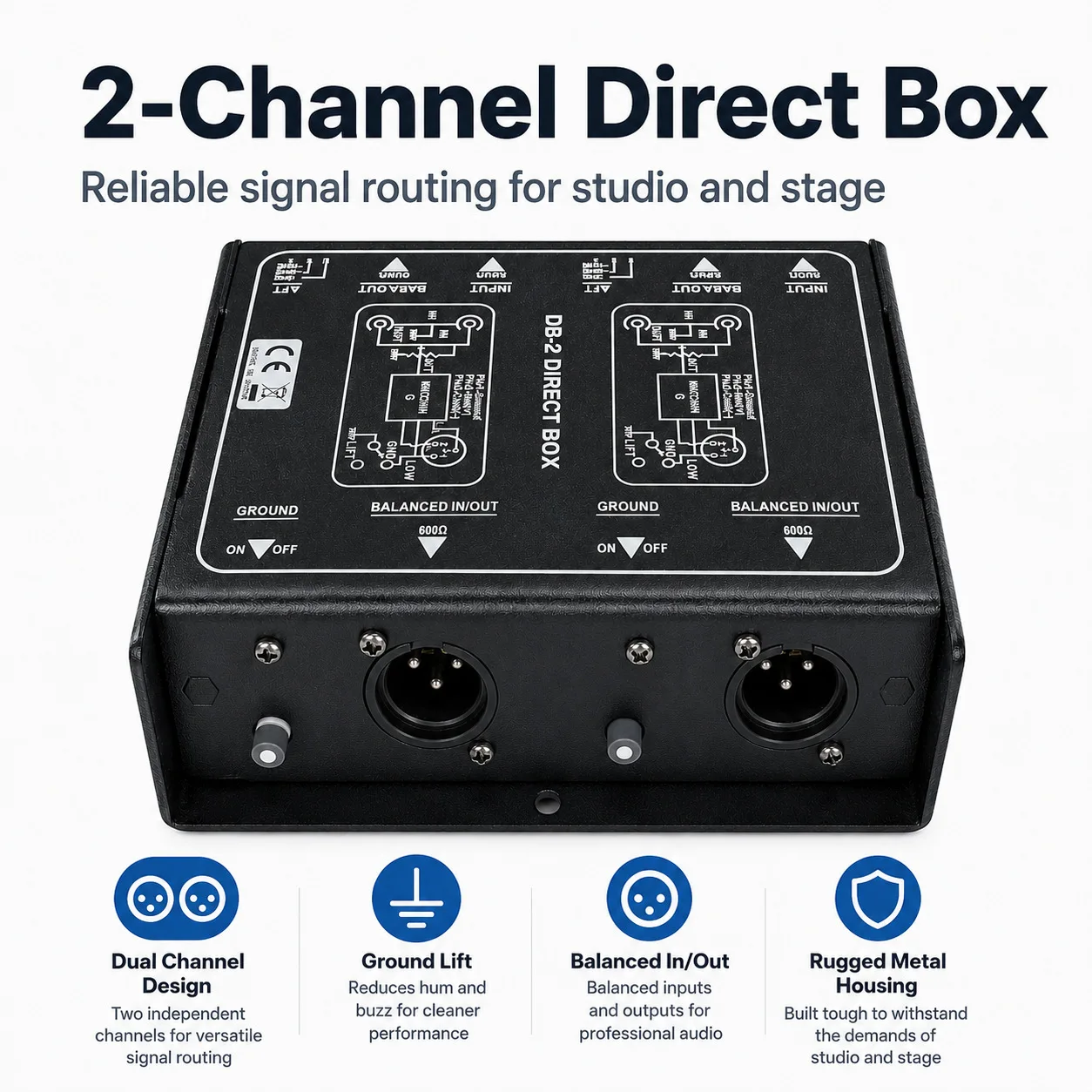 Dual DIRECT-BOX Impedance Transformation DI-BOX DI Effects, Passive Audio Isolated DI Box