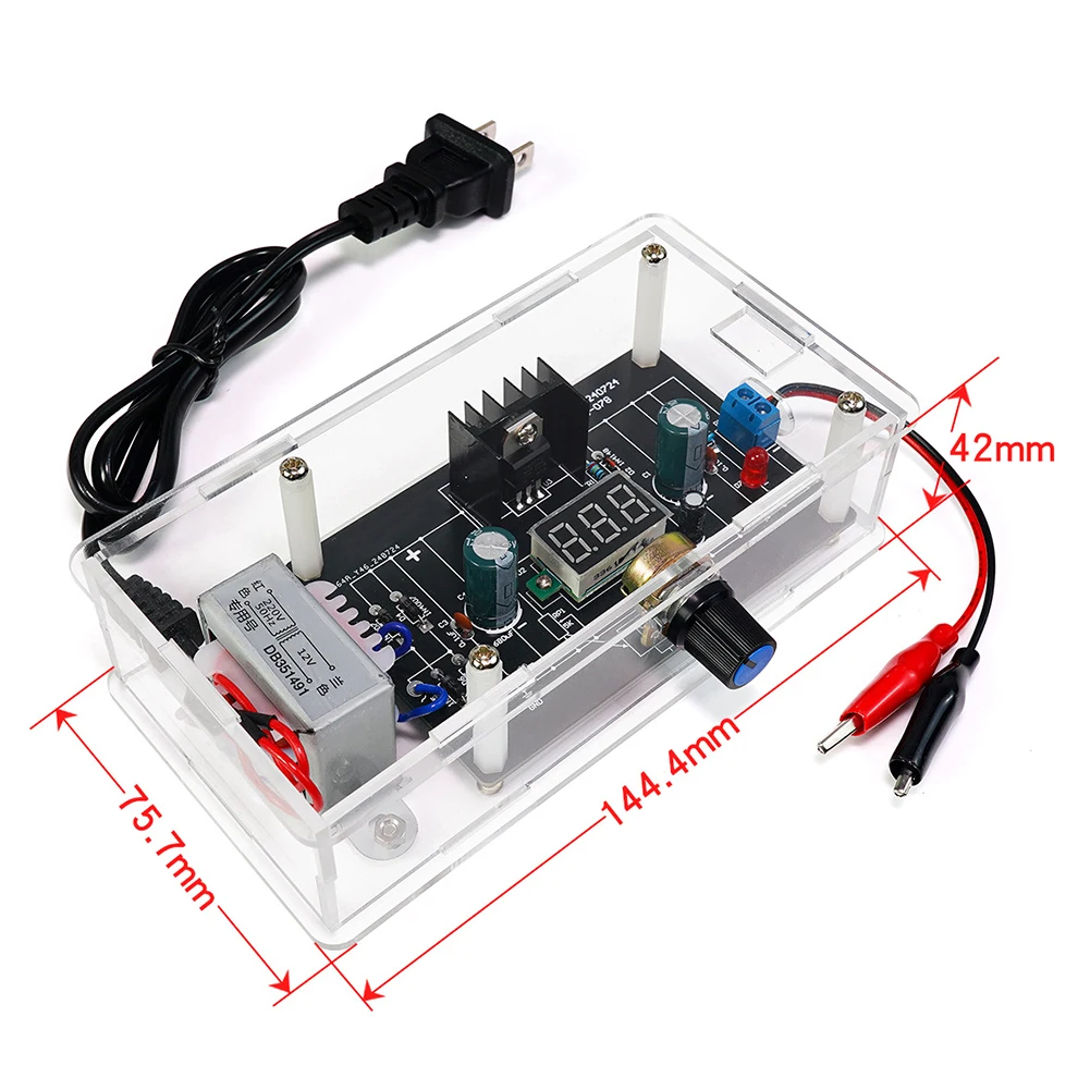 Picture 7: LM317 Voltage Regulator Power Supply Board Kit 1.25-12V Adjustable DC Module With Voltmeter Transparent Case For Electronic DIY