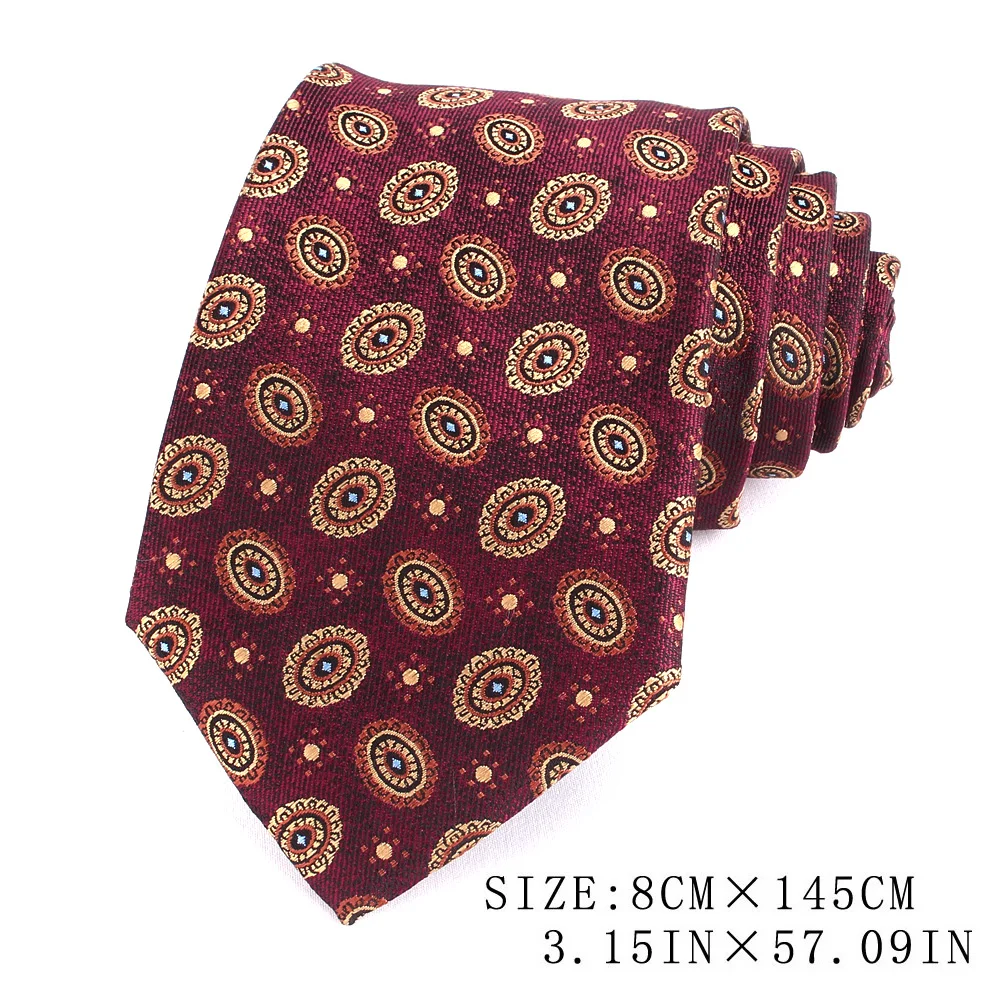 New Floral Ties For Men Women Dark Red Pattern Neck Tie For Party Business Paisley Neckties Wedding Neck Tie For Groom Gifts