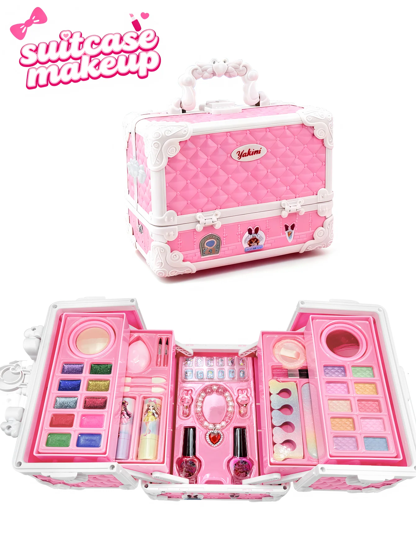 Little Girls Makeup Kit 55 Pcs - Washable Real Kids Cosmetic Set with Case, Great Birthday Gift for Kids