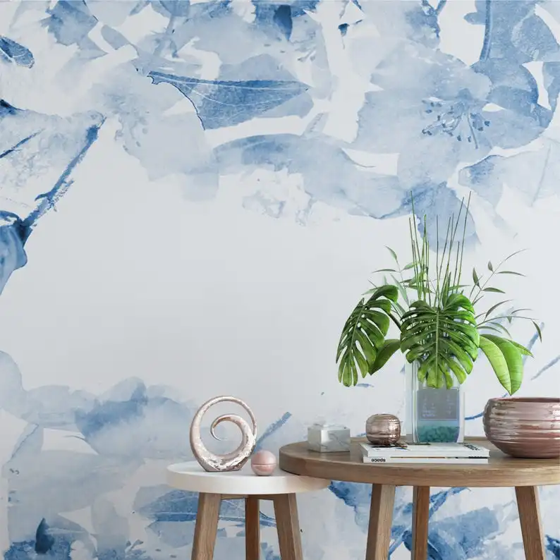 Blue Removable wallpaper - Peel and stick - Wallpaper - Self adhesive wallpaper - Temporary wallpaper - Wall decor - Mural - SKU