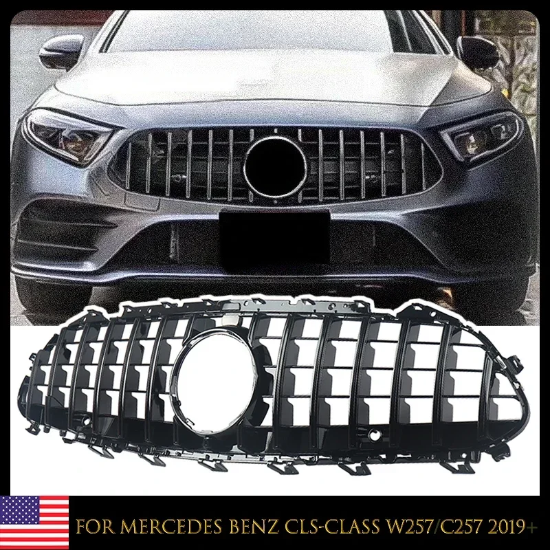 High quality ABS  Front Bumper Grill GTR Style  For Mercedes Benz W257 CLS350 CLS450 CLS53 2019 2020 Gloss Black