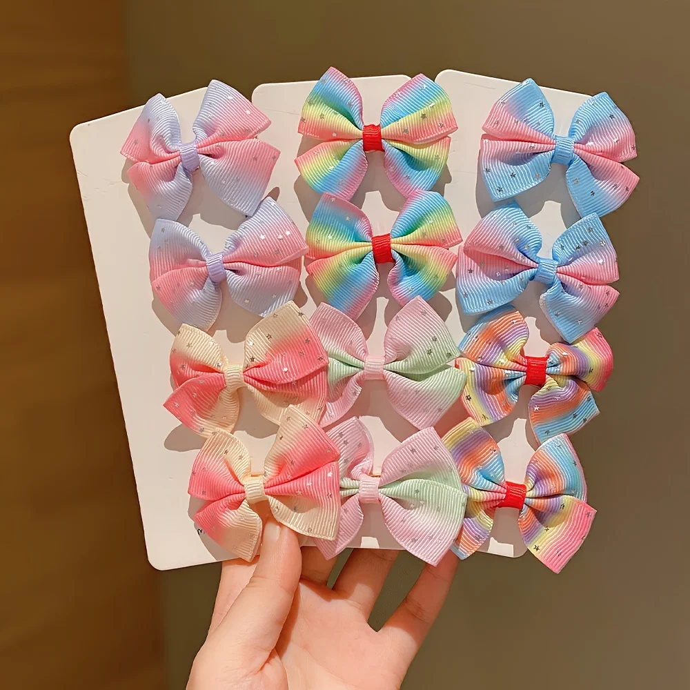 กิ๊บติดผมโบว์สีสันสดใส 12 ชิ้นเหมาะสําหรับของขวัญเด็กผู้หญิง