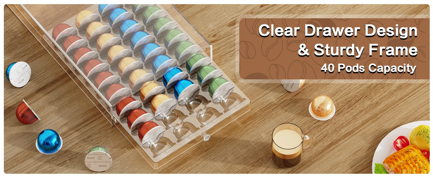 40 Stück Kaffeekapsel-Halter für Nespresso Vertuoline Dolce Verismo Vertuo Transparenter Organizer Aufbewahrungsregal für Kaffeekapseln – Detail 8