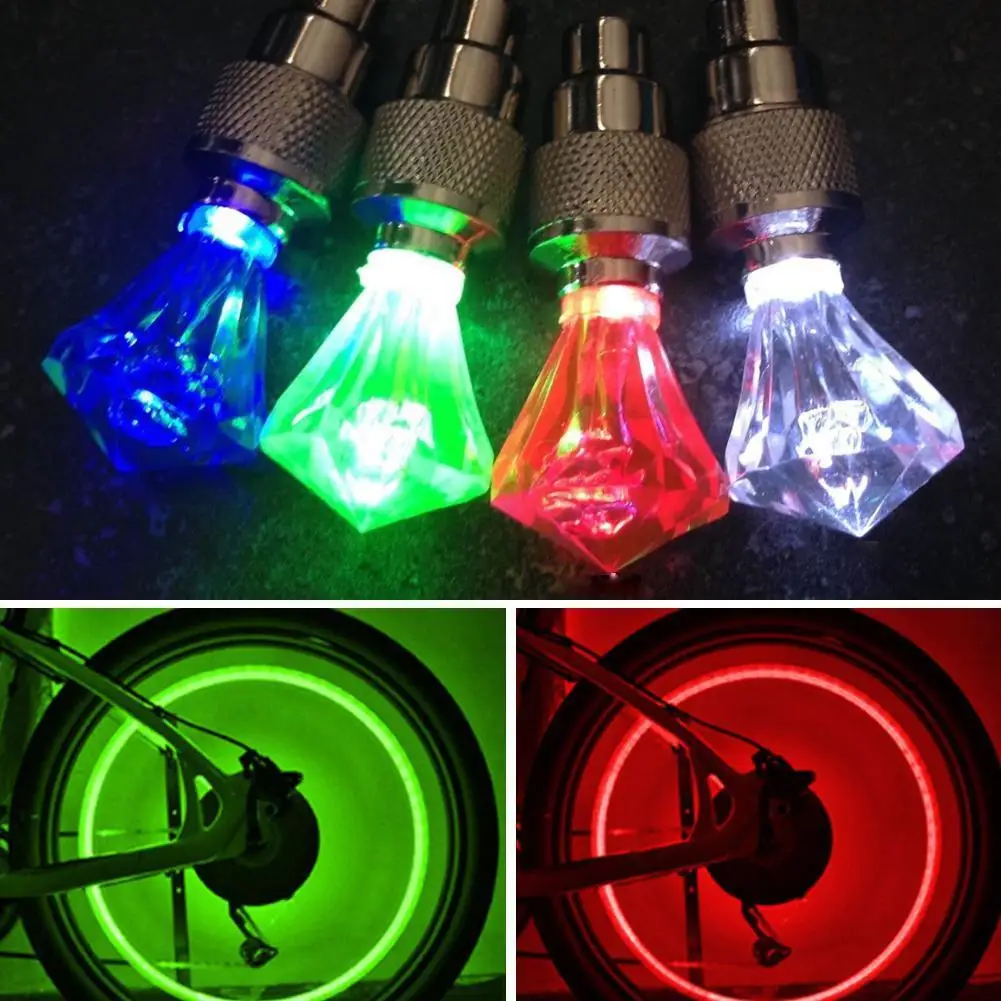 Luz LED para válvula de bicicleta, tapa de válvula de neumático, lámpara de neón, tapas de válvula de rueda de neumático impermeables, accesorios para automóvil, 2 uds.