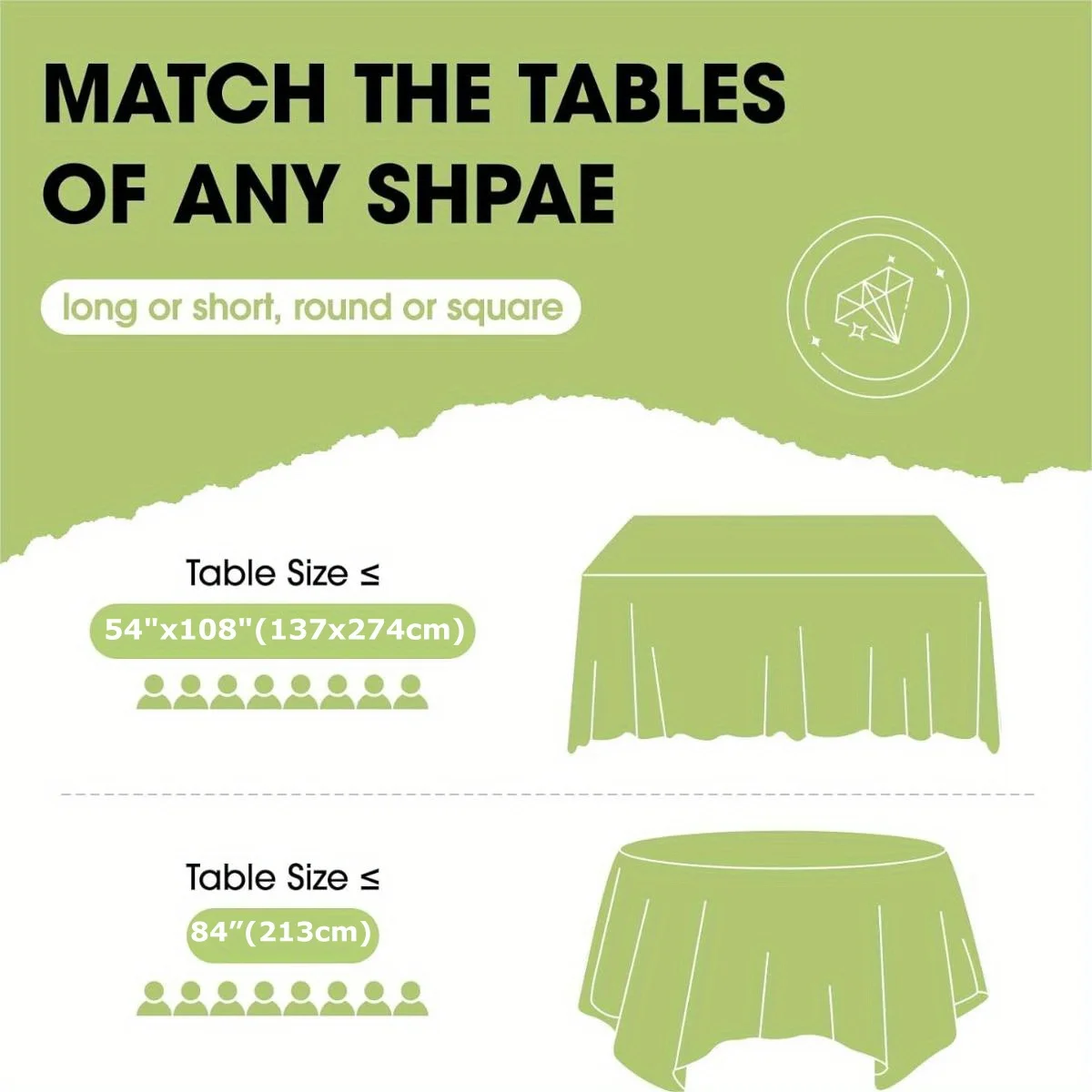 2 Disposable Table Cloth for Retangle Table Decorative Plastic Tablecloth for Parties Picnics Camping Waterproof Stain-Resistant