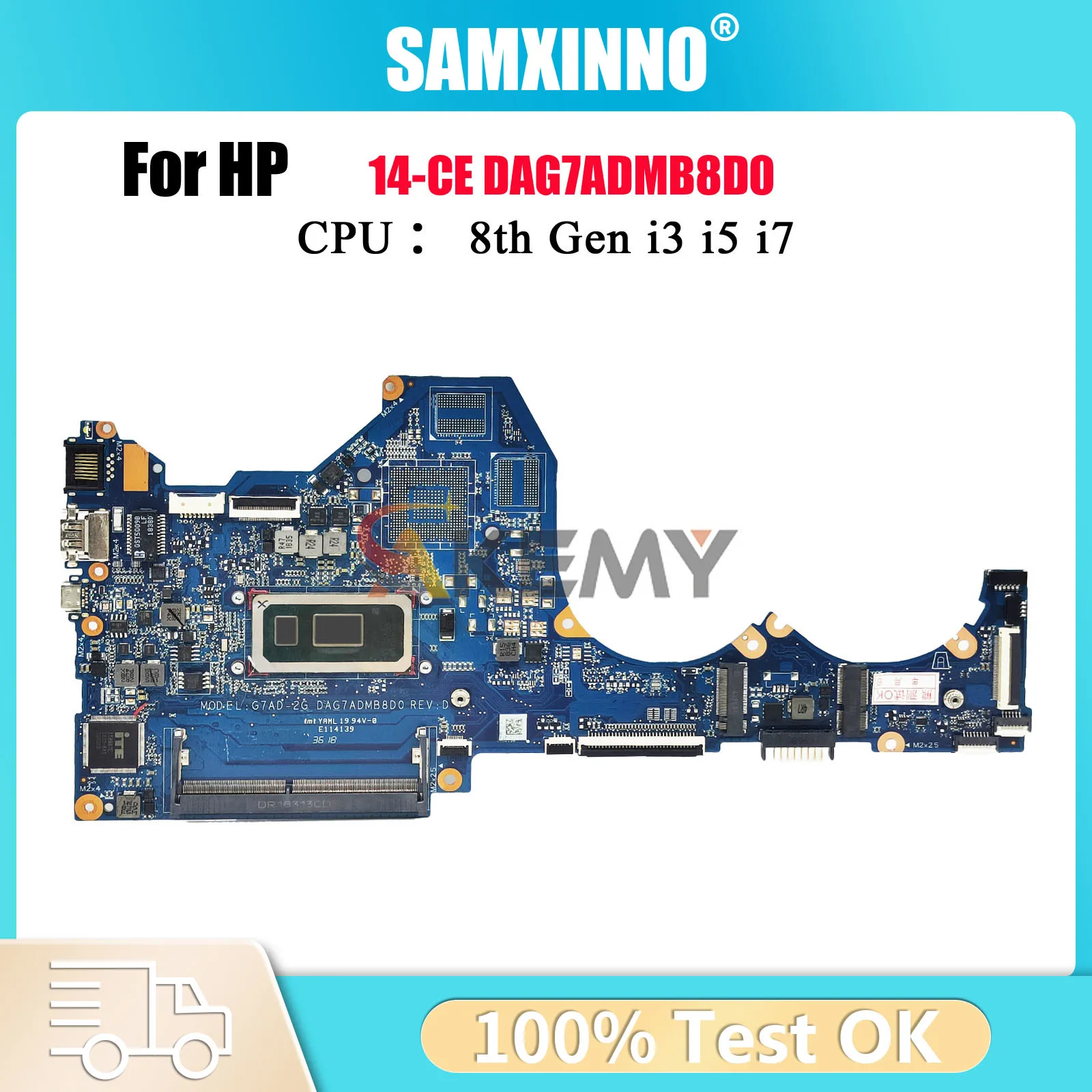 

DAG7ADMB8D0 For HP Pavilion 14-CE Laptop Motherboard L51759-601 L51760-601 With i3 i5 i7 8th Gen CPU UMA 100% Fully Tested